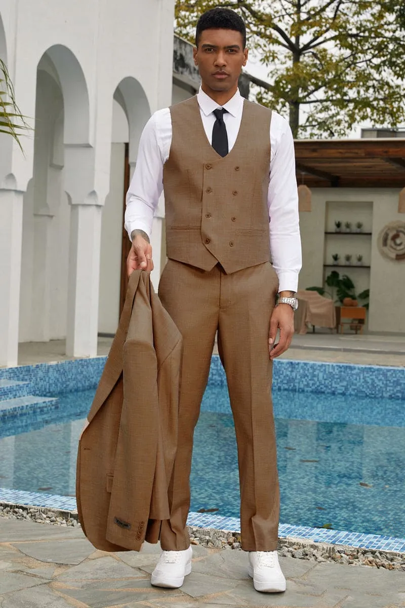 "Mens Stacy Adams Suit - Stacy Adams Suit Men's Summer Suit - One Button, Khaki, Double Breasted Vest" sold by Alberto Nardoni product image thumbnail 3