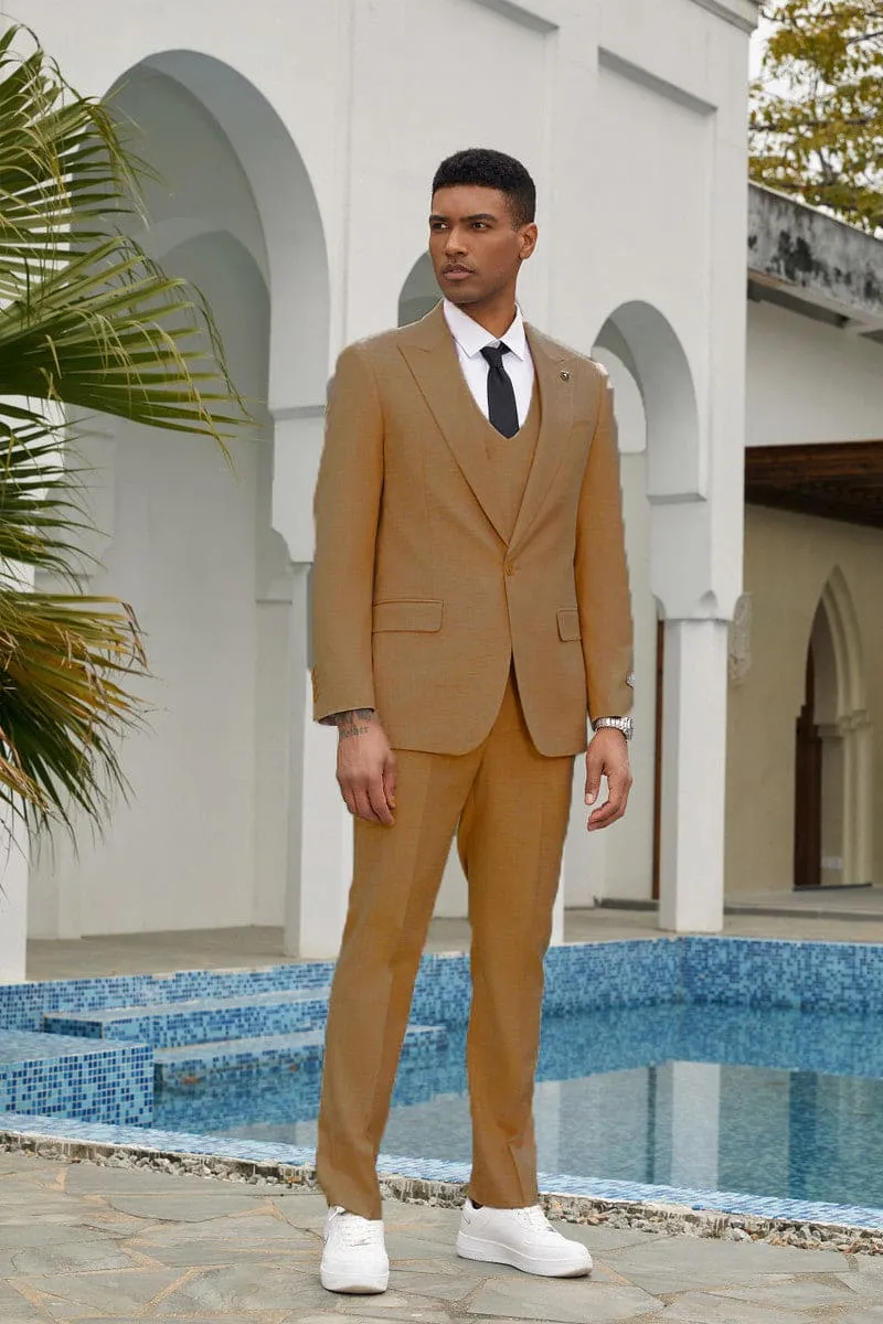 "Mens Stacy Adams Suit - Stacy Adams Suit Men's Summer Suit - One Button, Khaki, Double Breasted Vest" sold by Alberto Nardoni product image thumbnail 2