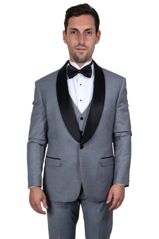"Mens Stacy Adams Suit - Stacy Adams Suit Men's Grey Vested Shawl Lapel Tuxedo - One Button" sold by Alberto Nardoni