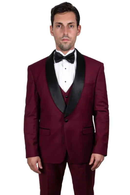 "Mens Stacy Adams Suit - Stacy Adams Suit Men's Vested Shawl Lapel Tuxedo - One Button, Burgundy" sold by Alberto Nardoni