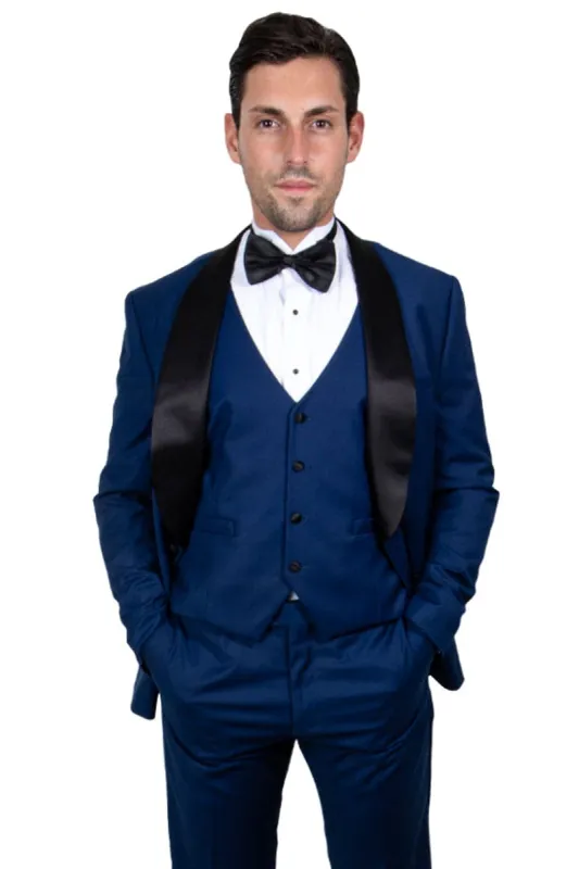 "Mens Stacy Adams Suit - Stacy Adams Suit Men's Vested Shawl Lapel Tuxedo - Indigo Blue" sold by Alberto Nardoni