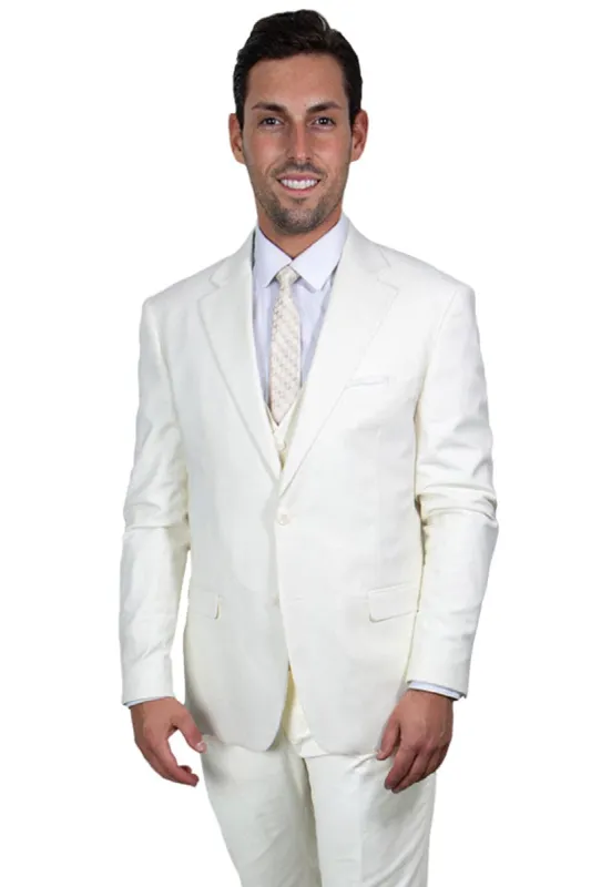 "Mens Stacy Adams Suit - Stacy Adams Suit Men's Two Button Vested Suit in Ivory Off White" sold by Alberto Nardoni