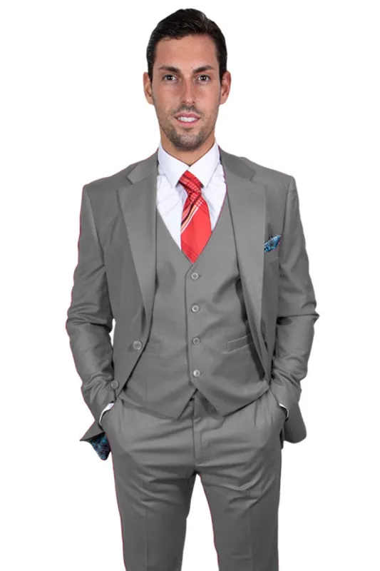 "Mens Stacy Adams Suit - Stacy Adams Suit Men's Two Button Vested Basic Suit - Grey" sold by Alberto Nardoni