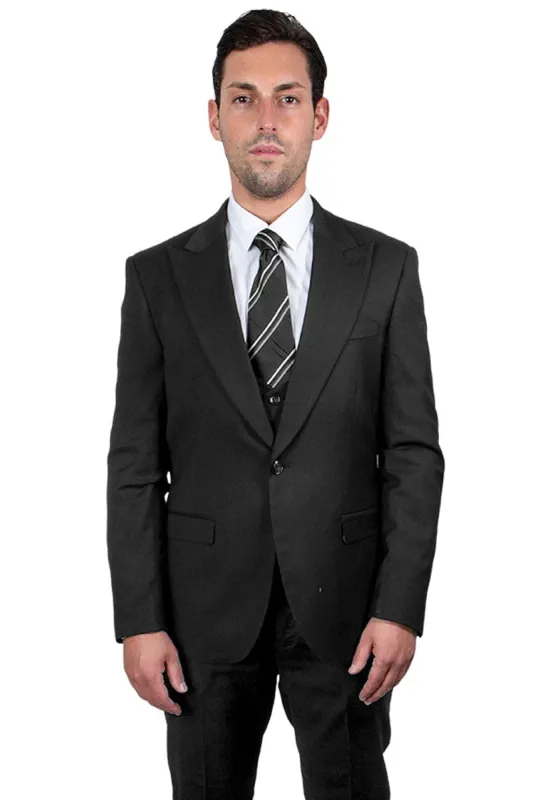 "Mens Stacy Adams Suit - Stacy Adams Suit Men's Charcoal Suit - Vested One Button Peak Lapel" sold by Alberto Nardoni