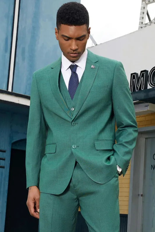"Mens Stacy Adams Suit - Stacy Adams Suit Men's Fancy Two-Button Vested Suit in Neon Teal Green" sold by Alberto Nardoni