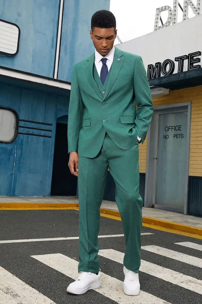 "Mens Stacy Adams Suit - Stacy Adams Suit Men's Fancy Two-Button Vested Suit in Neon Teal Green" sold by Alberto Nardoni product image thumbnail 2