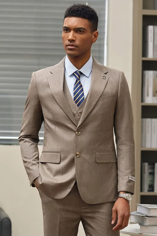 "Mens Stacy Adams Suit - Stacy Adams Suit Men's Sharkskin Business Suit - Two Button Vested, Dark Tan" sold by Alberto Nardoni