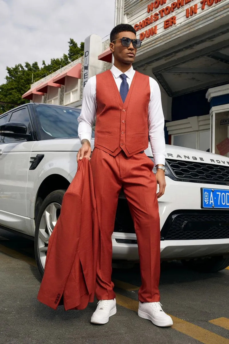 "Mens Stacy Adams Suit -Stacy Adams Suit Men's Fancy Two-Button Vested Suit in Rust" sold by Alberto Nardoni product image thumbnail 3