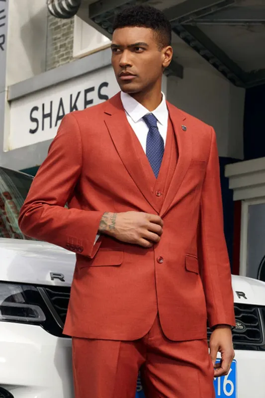 "Mens Stacy Adams Suit -Stacy Adams Suit Men's Fancy Two-Button Vested Suit in Rust" made by Stacy Adams