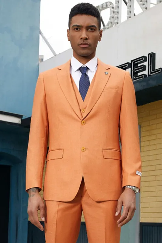 "Mens Stacy Adams Suit -Stacy Adams  Suit Men's Fancy Two-Button Vested Suit in Orange" made by Stacy Adams