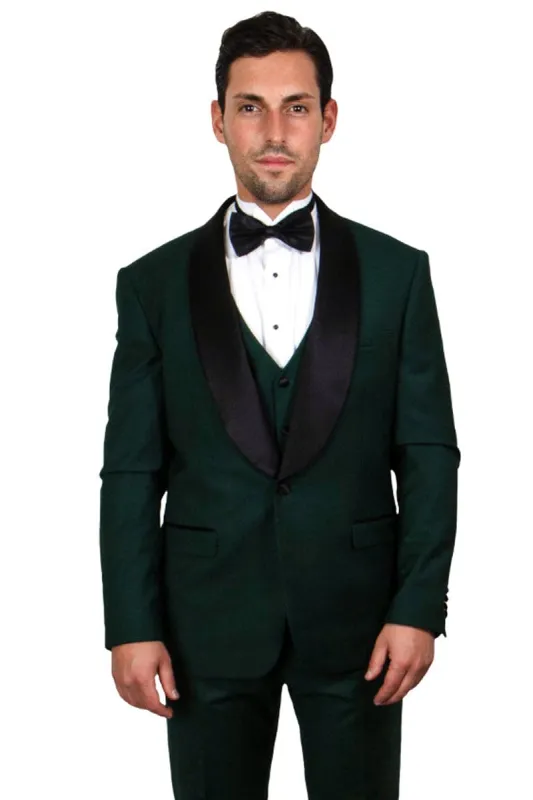 "Mens Stacy Adams Suit - Stacy Adams Suit Men's Vested Shawl Lapel Tuxedo - Hunter Green" made by Stacy Adams