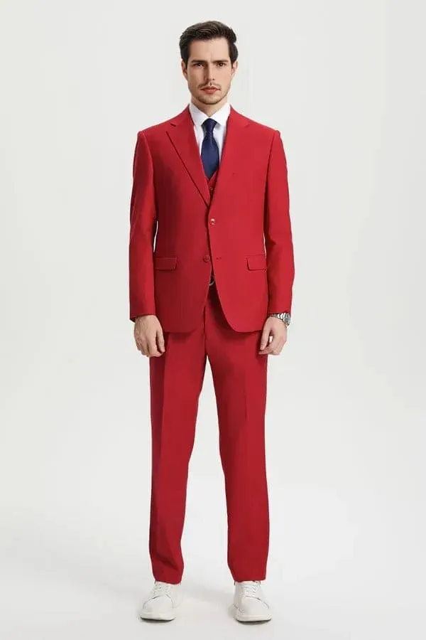 Men's Two Button Vested Stacy Adams Basic Designer Suit in Red sold by Alberto Nardoni product image thumbnail 3