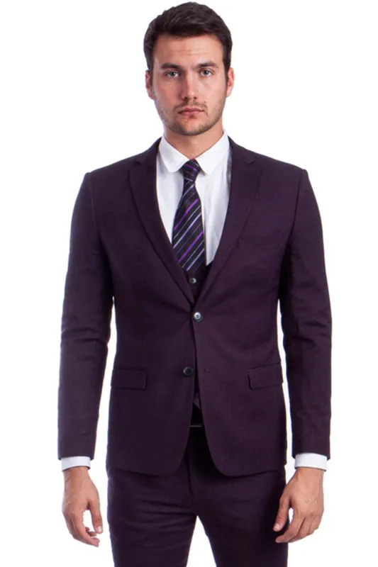"Burgundy Men's Skinny Fit Vested Suit - Two Button Style" sold by Alberto Nardoni