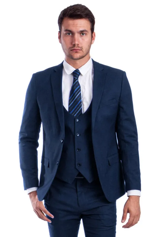 "Blue Skinny Fit Men's Suit with Two-Button Vest" sold by Alberto Nardoni