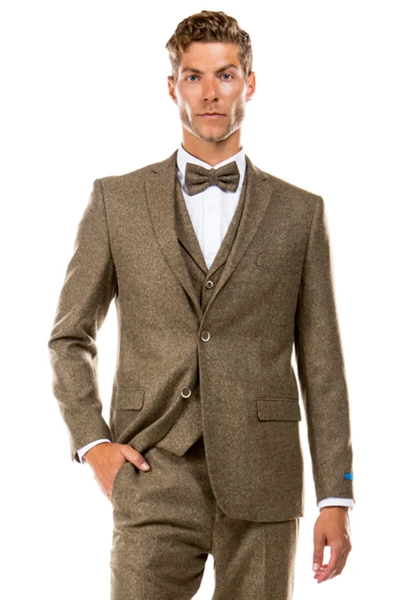 "Vintage Style Men's Tweed Wedding Suit - Two Button Vested in Tan" sold by Alberto Nardoni