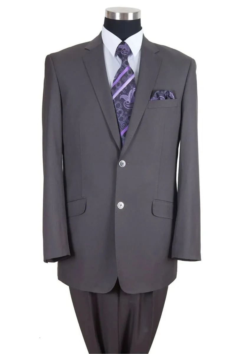Mens Classic 2 Button Wool Feel - Designer Brand Notch Lapel Suit in Grey sold by Alberto Nardoni
