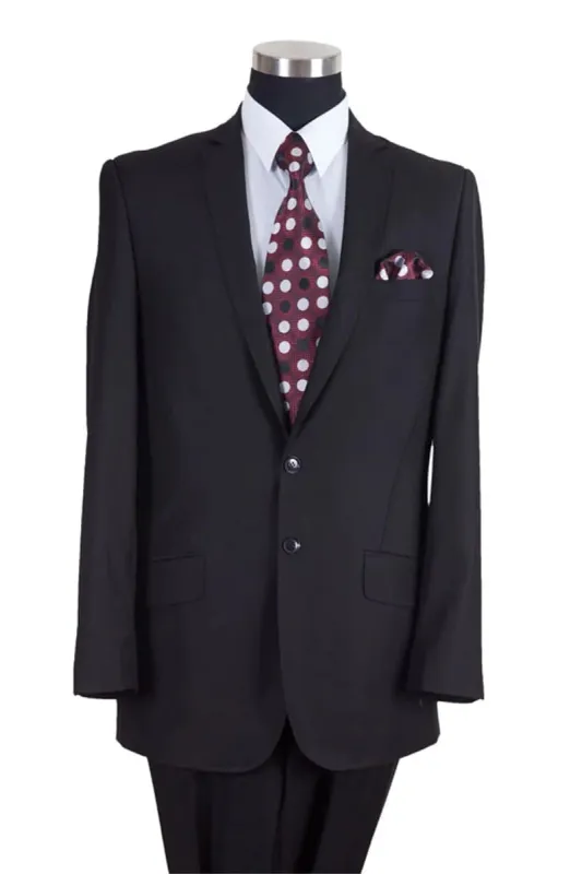 Mens Classic 2PC Pleated Pant Suit with Lapel Stitching in Black sold by Alberto Nardoni