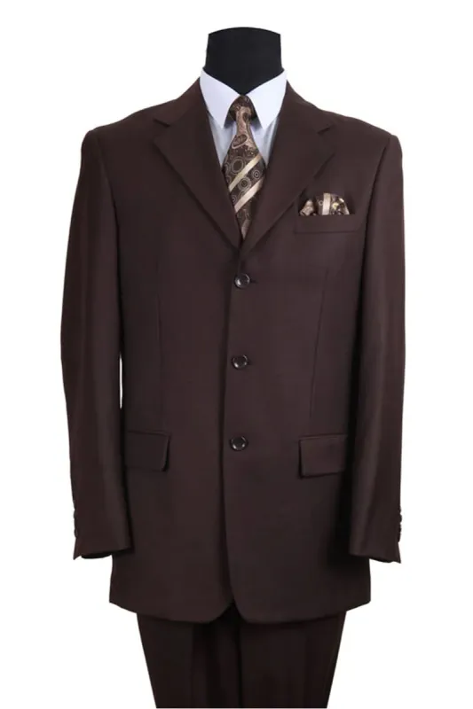 Mens 3 Button Wool Feel Suit - Designer Brand - Designer Brand Textured Suit in Brown sold by Alberto Nardoni