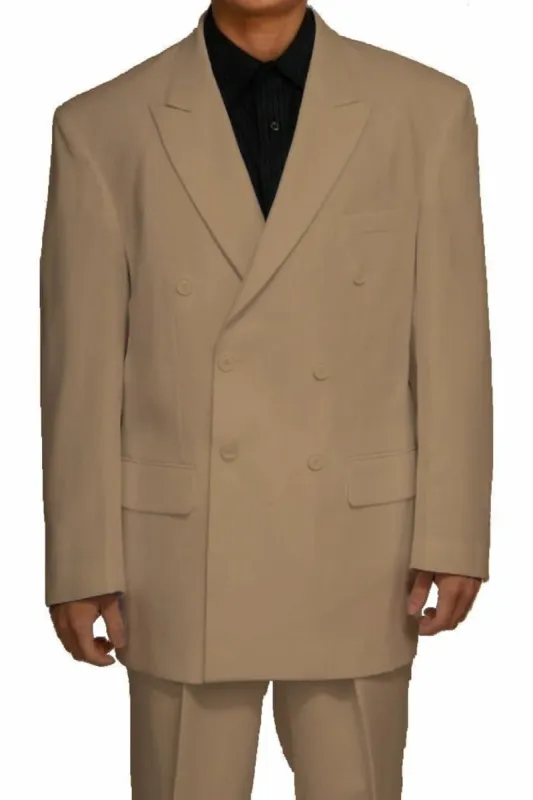 Mens Double Breasted Polyester Fashion Suit in Tan sold by Alberto Nardoni