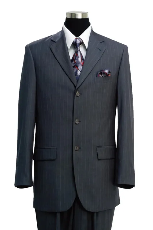 Mens Classic Fit 3 Button 2PC Pinstripe Suit in Grey sold by Alberto Nardoni