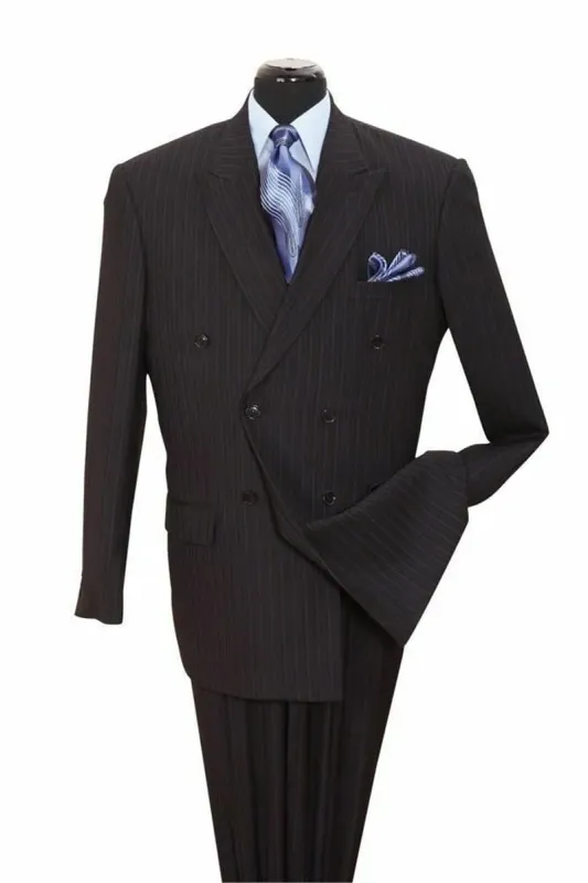 Mens Double Breasted Ton on Ton Stripe Suit in Black sold by Alberto Nardoni