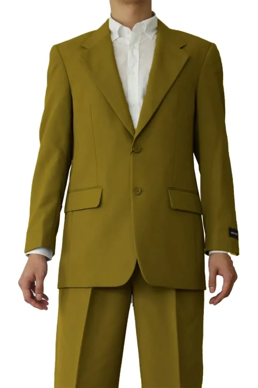 Mens 2 Button Polyester Fashion Suit in Mustard sold by Alberto Nardoni