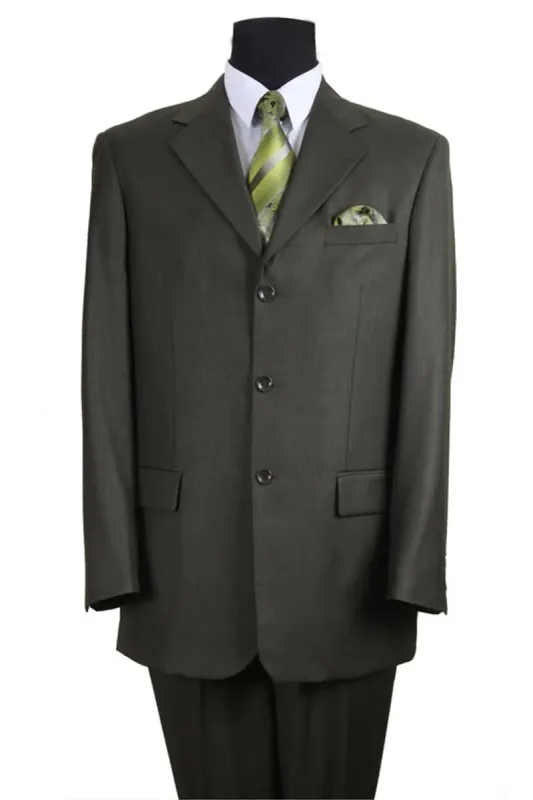 Mens 3 Button Wool Feel - Designer Brand Textured Suit in Olive sold by Alberto Nardoni