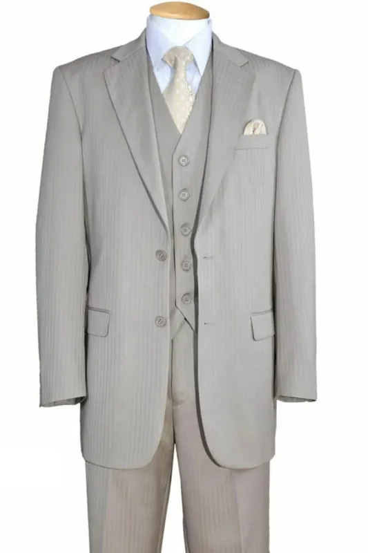 Mens Classic 2 Button Vested Ton on Ton Suit in Tan sold by Alberto Nardoni