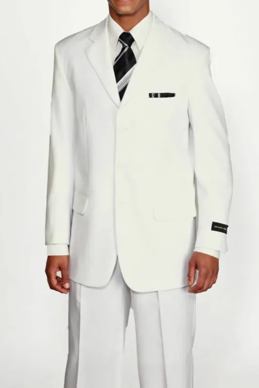 Mens 4 Button Polyester Fashion Suit in White sold by Alberto Nardoni