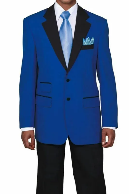 Mens 2 Button Tuxedo with Black Lapel in Royal Blue sold by Alberto Nardoni