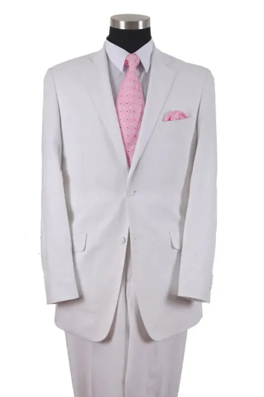 Mens 2 Button 100% Linen Suit with Elbow Patches in White sold by Alberto Nardoni