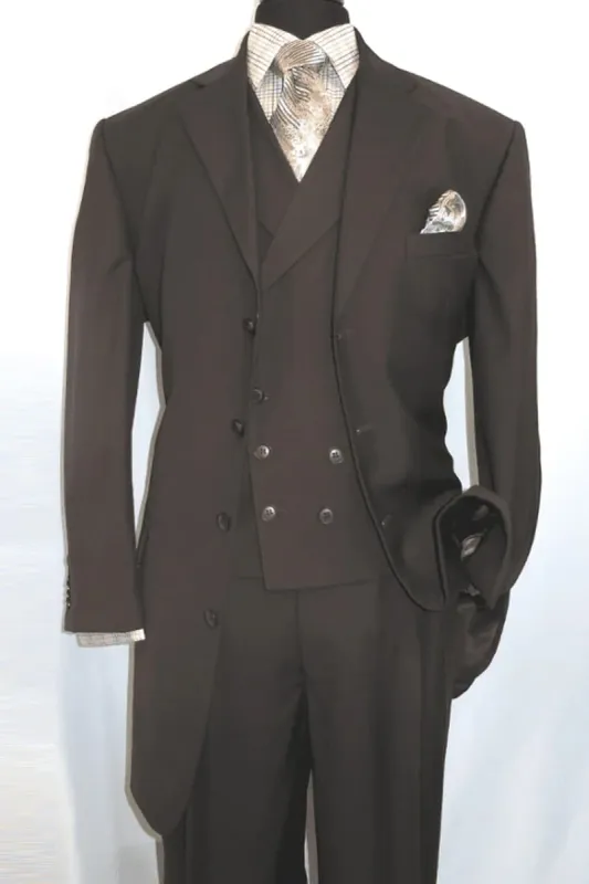 Mens 4 Button Double Breasted Vest Suit in Brown sold by Alberto Nardoni