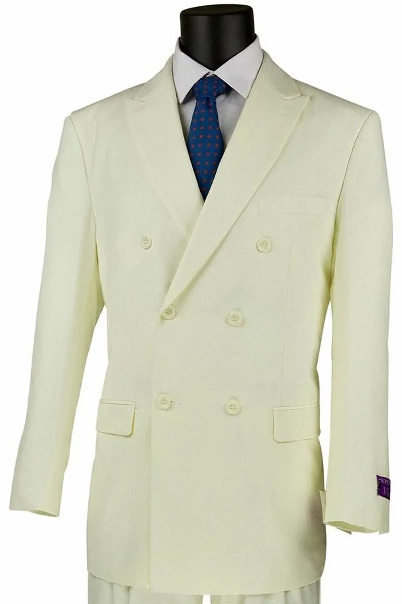 "Classic Fit Men's Double Breasted Poplin Suit in Ivory | CLOSE OUT" sold by Alberto Nardoni