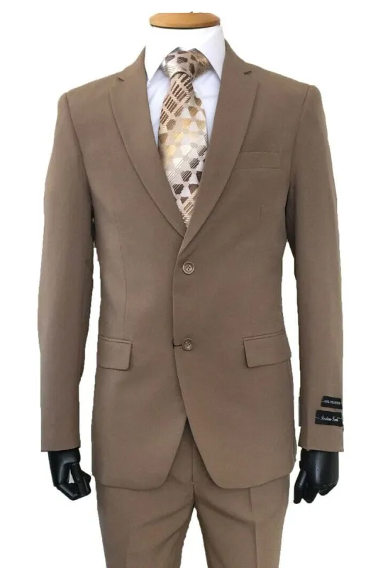 "Tan Slim Fit 2 Button Poplin Men's Suit - CLOSE OUT 58L" sold by Alberto Nardoni