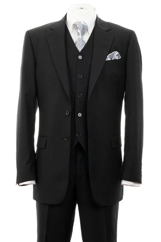 "Black Modern Fit 2 Button Vested Men's Suit - Classic Elegance" sold by Alberto Nardoni