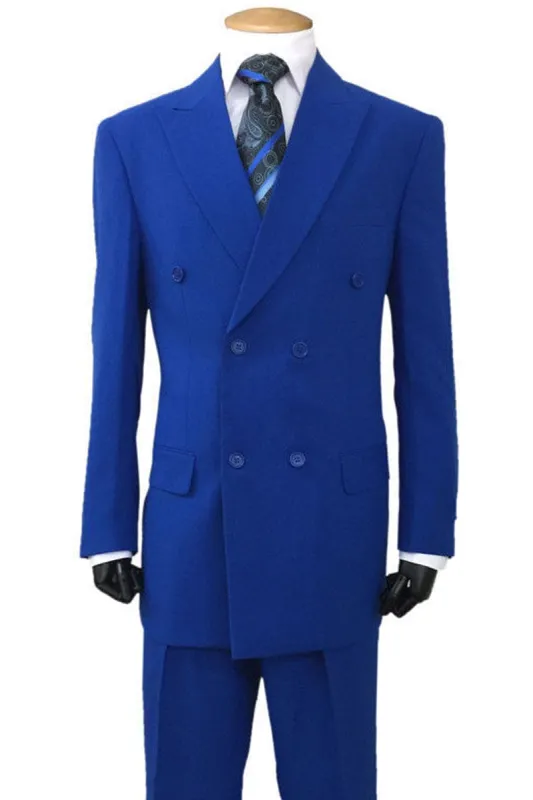 "Classic Fit Men's Double Breasted Poplin Suit - Royal Blue" sold by Alberto Nardoni