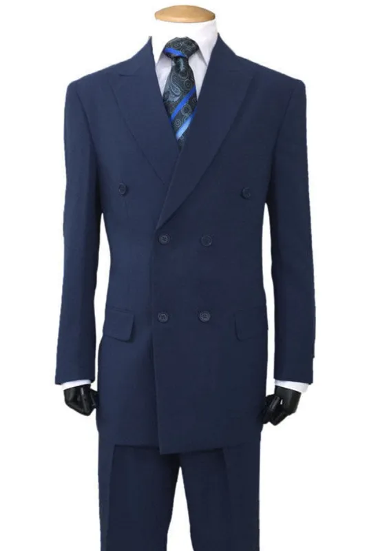 "Classic Fit Double Breasted Men's Poplin Suit - Navy Blue" sold by Alberto Nardoni