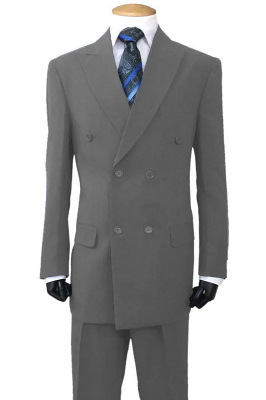 "Grey Classic Fit Double Breasted Men's Poplin Suit - Classic Elegance" sold by Alberto Nardoni