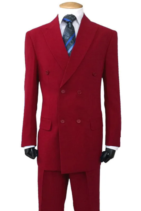 "Burgundy Men's Classic Fit Double Breasted Poplin Suit" sold by Alberto Nardoni