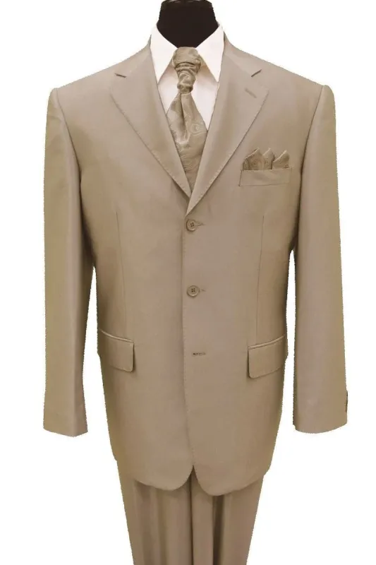"Sharkskin Suit Men's Classic Fit 3 Button in Tan - Shiny" sold by Alberto Nardoni
