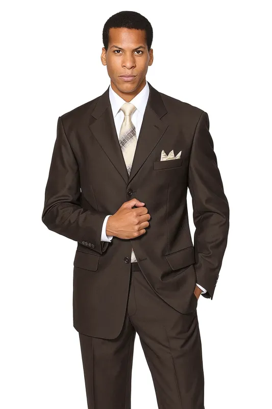"Classic Men's 3-Button Wool Feel Suit - Designer Brand - Brown by Mens Classic" sold by Alberto Nardoni