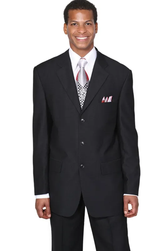 "Classic Men's 3-Button Black Wool Wool Feel Suit - Designer Brand - Designer Brand - Timeless Elegance" sold by Alberto Nardoni