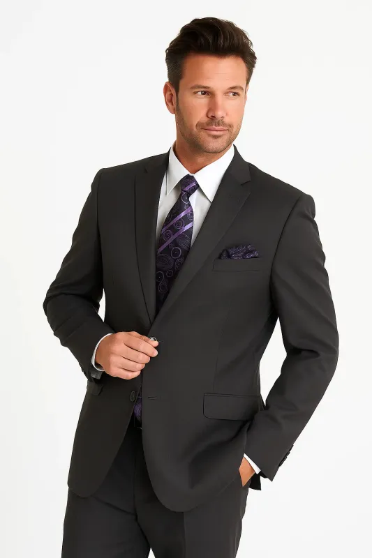 "Grey Modern Fit Suit for Men - Basic 2 Button Wool Feel - Designer Brand" sold by Alberto Nardoni