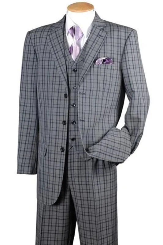 "Black Windowpane Plaid Fashion Suit - Men's 3-Button Vested" sold by Alberto Nardoni