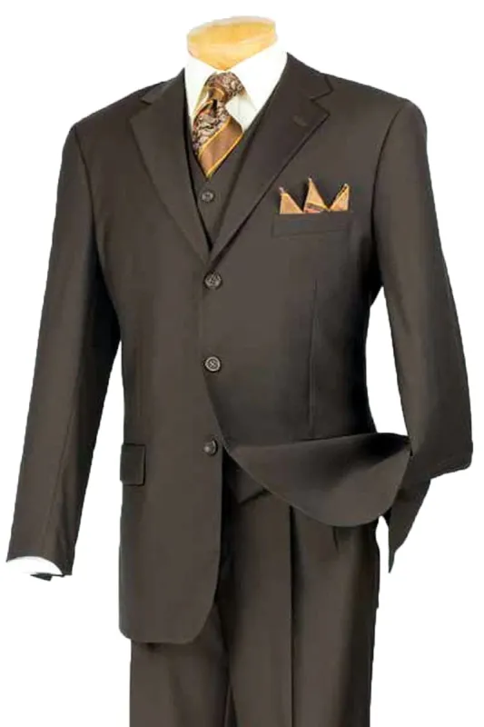 "Classic Fit Men's 3-Button Vested Suit in Brown - Basic Style" sold by Alberto Nardoni
