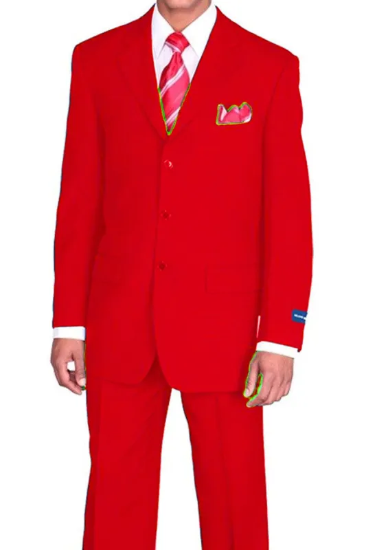 "Classic Fit Men's Poplin Suit - 3 Button Style in Red" sold by Alberto Nardoni