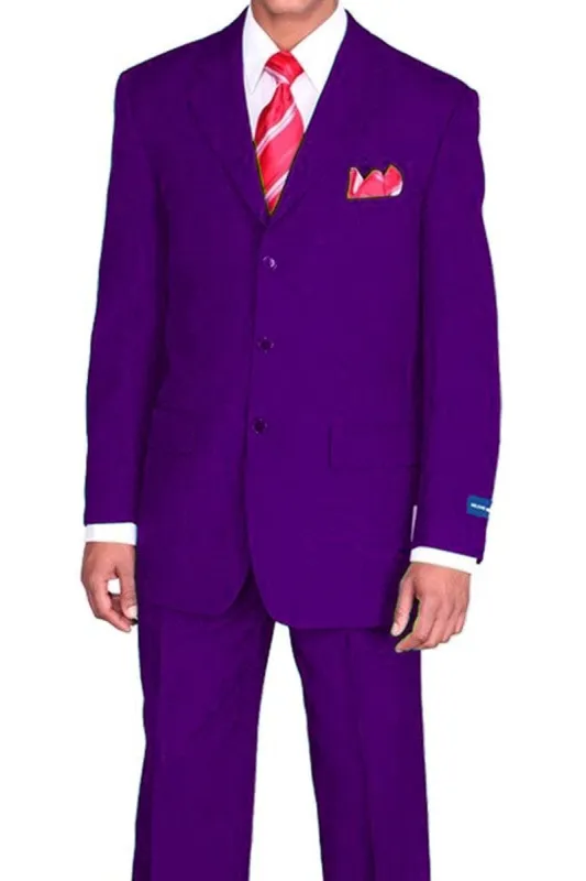 "Classic Fit Men's Poplin Suit - 3 Button Style in Purple" sold by Alberto Nardoni