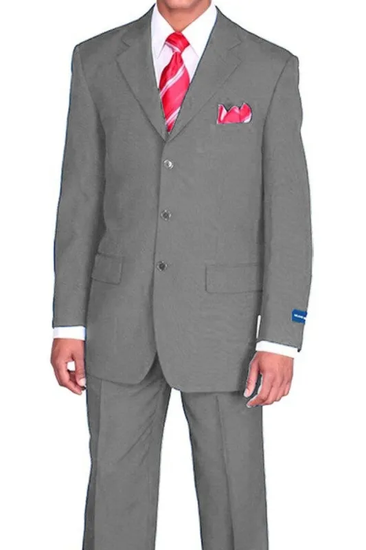 "Classic Fit Grey Poplin Suit for Men - 3 Button Style" sold by Alberto Nardoni