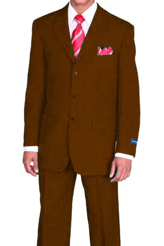 "Classic Fit Men's Poplin Suit - 3 Button Design in Brown" sold by Alberto Nardoni