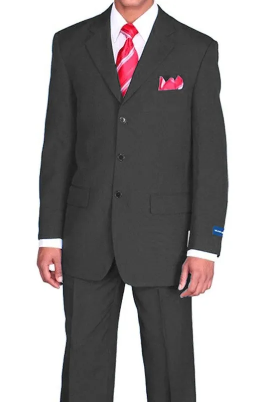 "Classic Fit Men's Black Poplin Suit - 3 Button Style" sold by Alberto Nardoni